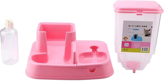 EVTSCAN Automatic Cat Feeder, Timed Cat Feeder with Desiccant Bag for Dry Food, Suitable for Small/Medium Pets (粉色)
