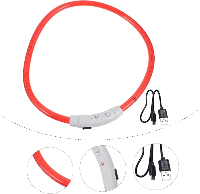 KESYOO Led Dog Collar USB Rechargeable Glow Collar for Dogs Night Safety Pet Supply Clip