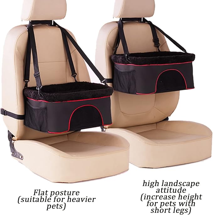Dog Car Seat, Upgraded Dog Booster Seat with Metal Frame for Small Dogs up to 18 lb,Adjustable Pet Travel Seat with Safety Leash and Storage Pockets