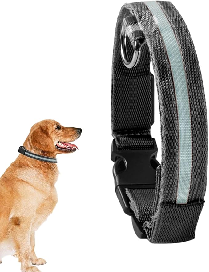Pet Collar, Dog Training Collar with Night Visibility, 3 Flashing Modes, Rainproof Rechargeable Pet Collar, 500mah Battery, Adjustable Dog Light Collar, Waterproof Dog Collar for Large Dogs