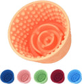 Dog Slow Feeder Lick Bowl, Non-Slip Dog Licking Treat Dispenser, Slow Feeder Bowls for Small Medium Large Breed Dogs, Anxiety Relief & Anti-Choking, BPA Free Silicone (Light Orange, 1.6 Cup)