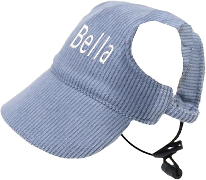 Custom Embroidered Dogs Cats Hat with Pet's Name,Adjustable Personalized Caps with Ear Holes, Outdoor Visor Sun Hat for Small & Medium Cat Dog