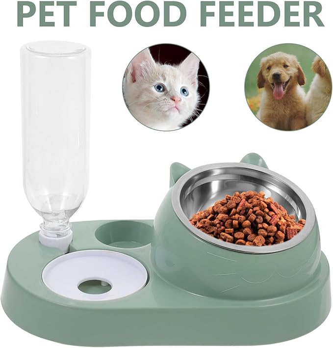 Automatic Pet Feeder and Water Dispenser for Dogs and Cats Dual Bowl Convenient One for Home and Travel