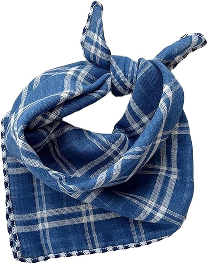 Double Layers Two Tones Dog Cotton Square Bandana Bibs Scarf Kerchief for Small Medium Dogs Boy or Girl - DCB15 B&W