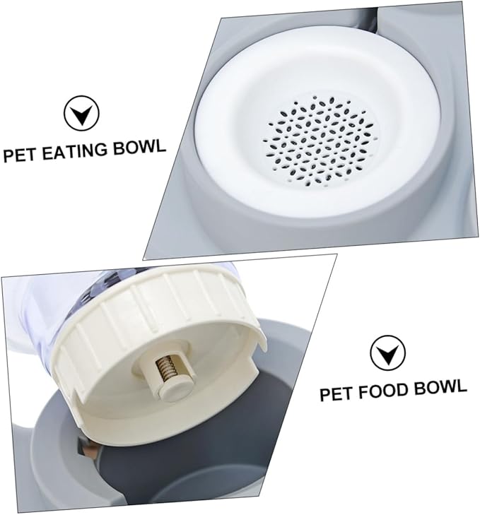 HEMOTON 1Pc Dual Use Pet Bowl Automatic Water Refill Feeder Capacity Dog Water Drinking Bowl for Dogs and Cats Grey