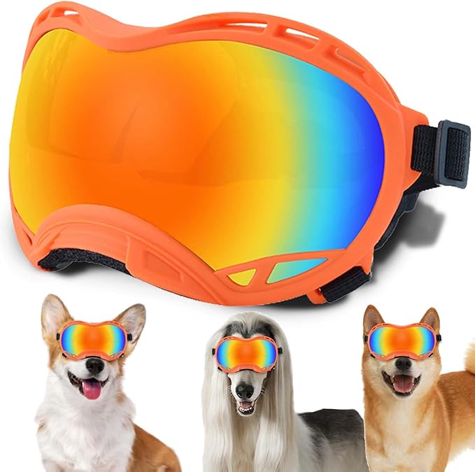 Dog Sunglasses,Doggles Anti-UV Protection,Pet Sunglasses with Adjustable Strap,Suitable for Motorcycle Car Driving Bike Riding Hiking Swimming Wind Dust Fog Dog Eye Protection