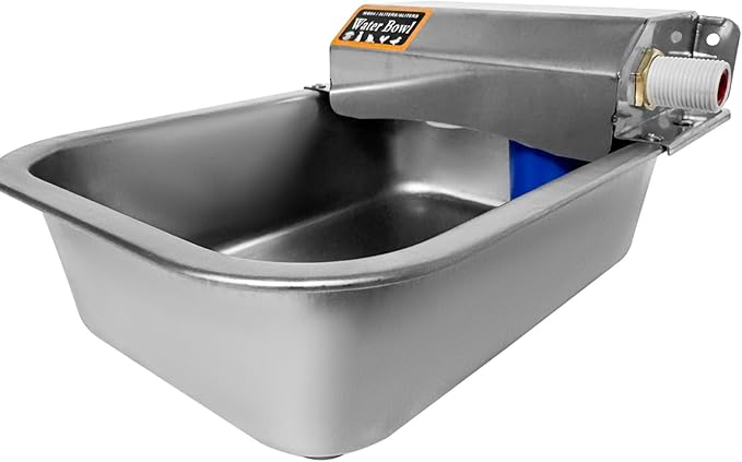 Automatic Dog Water Dispenser 1 Gallon/128 oz Stainless Steel Water Bowl with 3/4'' Brass Adapter Auto-Fill Wide Mouth Waterer Feeder Indoor and Outdoor Dog Waterer Feeder Fit 3/4'' GHT Faucet