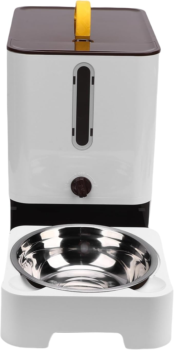 Automatic Cat Dog Food Dispenser, Programmable Timed Pet Feeder with Damp Proof Sealing, Spacious Dry Food Storage and Multi Functional Design for Cats and Dogs (Dark Brown)