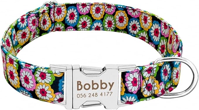 Dog Collar Personalized Nylon Small Dogs Puppy Collars Engrave Name ID for Small Medium Large Pet Pitbull German Shepherd 3 S