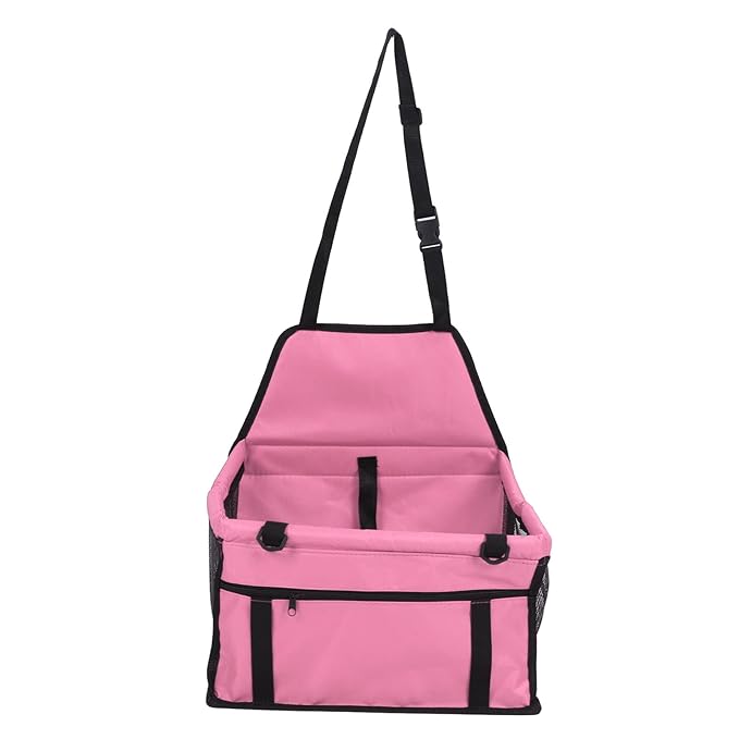 Stable Dog Car Seat, Portable Pet Booster Car Seat with Safety Leash, Waterproof Breathable Prevent Slip Dog Car Basket for Puppy Cat, Car Pet Supplies (Pink)