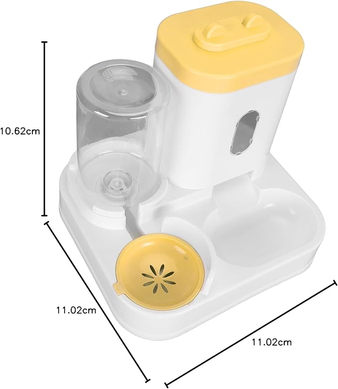 Automatic Pet Food Water Dispenser Large Capacity 2 in 1 Cat Feeder Waterer for Dogs and Puppies (Yellow)