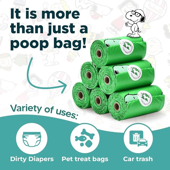The Original Poop Bags® Peanuts Dog Waste Bags – 38% USDA Certified Plant Based, Leak-Proof & Durable Leash Rolls, Unscented (120 Count)