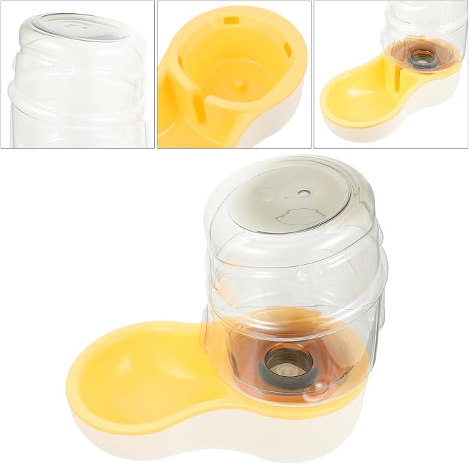 Automatic Pet Water Feeder Bowl Cream Yellow Slanting Design Plastic Pet Drinking Water Container for Cats and Puppies