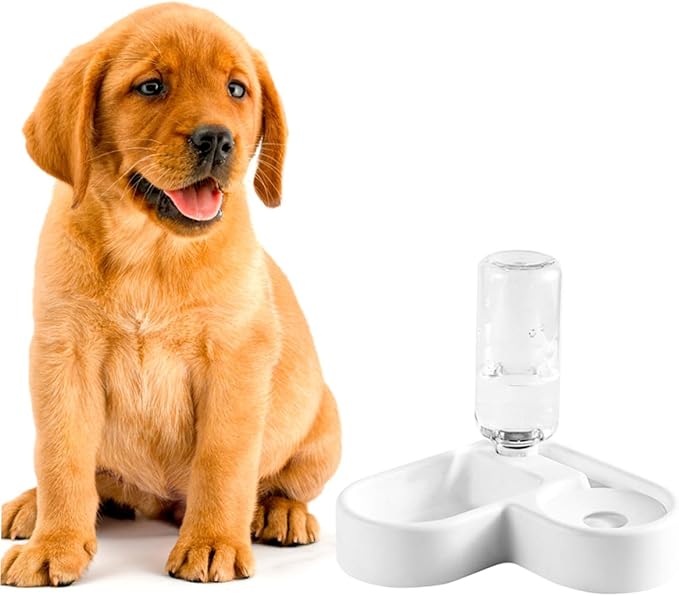 Cat Dog Bowl 2-in-1 Pet Feeder Water Dispenser Heart Shape Non-Slip Ideal for Cats Dogs