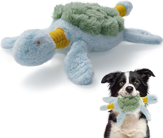 Squeaky Dog Toy, New 2025 Turtle Tug of War Crinkle Dog Toy, Tough Large Breed Interactive Stuffed Toy Trianing Fun to Keep Them Busy