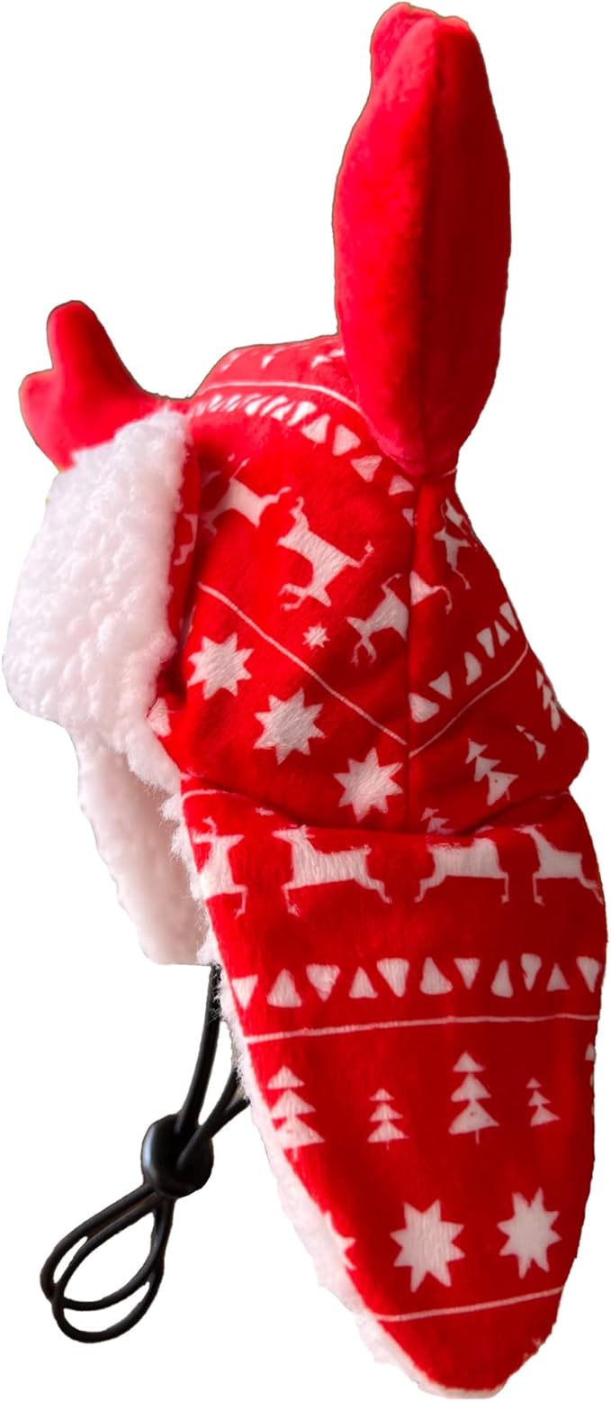 Huxley & Kent Pet Hat | Antler Red Fairisle (Large) | Festive Christmas Holiday Accessory for Dogs/Cats | Holiday Pet Hat | SnugFit Sliding Toggles for Best Fit