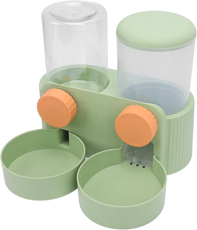 Jiawu Automatic Dog Feeder, Space Saving Hanging Design Smart Feeding Schedule Automatic Cat Feeder, Pet Water Dispenser with Dual Bowl System for Small and Medium Dogs Cats (Green)