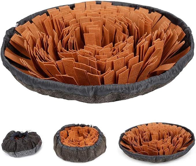 Dog Snuffle Bowl Mat Treat Puzzle Dog Snuffle Feeding Mat Training Pad Nose Work Mat Slow Eating Bowl(Brwon)