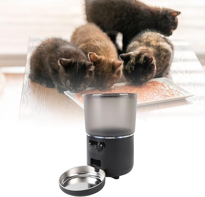 Automatic Cat Feeder, 4L Large Capacity Timed Pets Feeder with APP Portion Control, Detachable Automatic Dry Food Dispenser for Cats Dogs (US Plug)