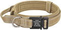 Military Tactical Pet Dog Collar Personalized Custom Nylon Reflective Small Medium Large Dog Collars Engraved ID Name Adjustable Yellow L