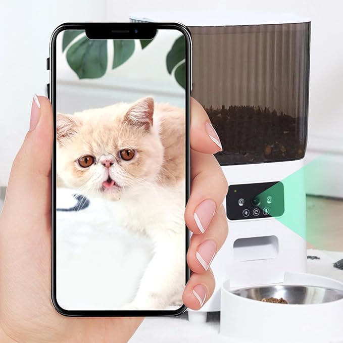 5L Timed Automatic Dog Cat Feeder for 2 Animal, 5G WiFi Cat Food Dispenser with APP Remote Feeding, 1-10 Meals/Day, 10s Meal Call, Dual Power Dual Trays Pet Feeder for Cat, Dog Small Animals (B)