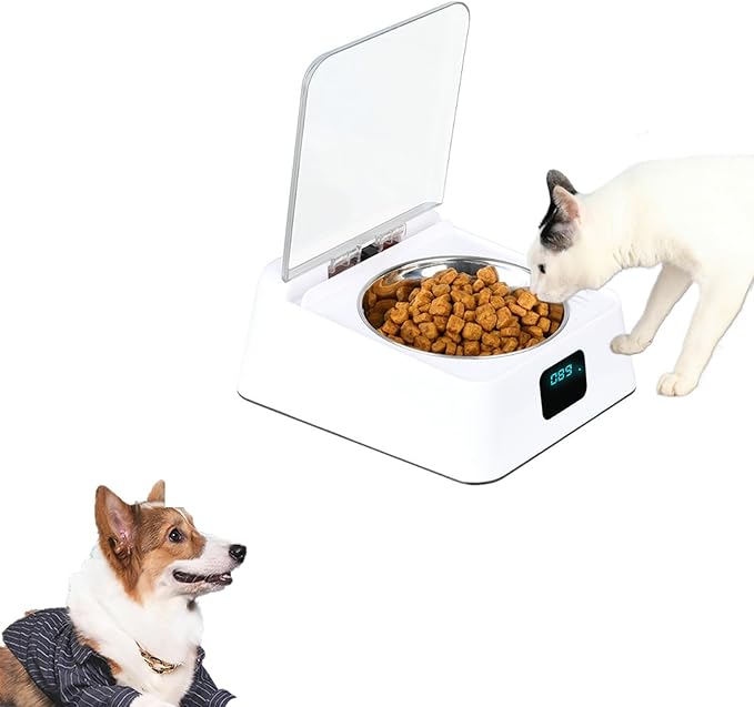 Automatic Pet Feeder, 350ML Automatic Cat Feeder Bowl, Rechargeable Automatic Cat Food Dispenser Lid Opening with Motion Detection for Small Dogs Cats