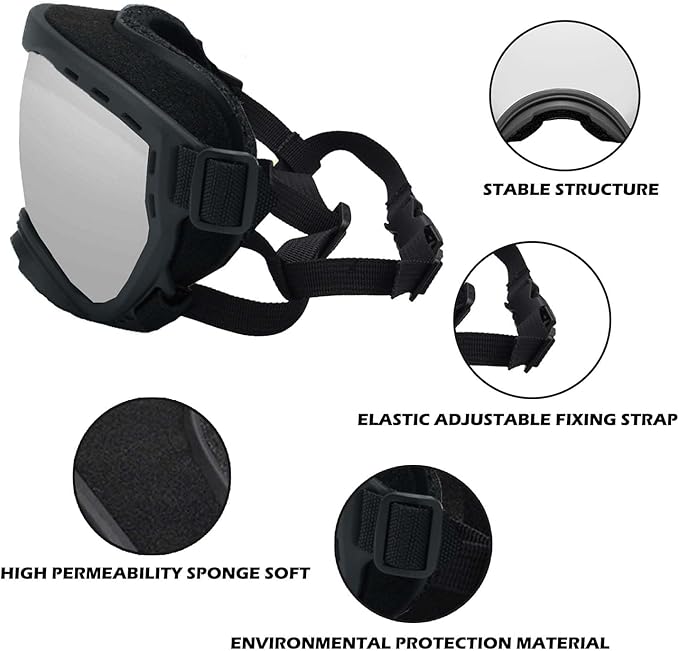 Dog Sunglasses with Adjustable Strap, UV Protection, Winproof Puppy Sunglasses, Suitable for Dogs Eyes Protection,Soft Dogs Goggles