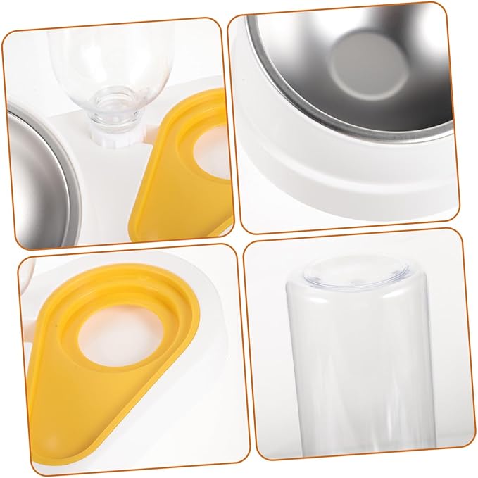 TOYANDONA Automatic Pet Feeder and Water Dispenser Bowl, 2-in-1 Food and Water Feeder for Dogs and Cats, White Spill-Proof Pet Feeding Station for Small Animals and Puppies