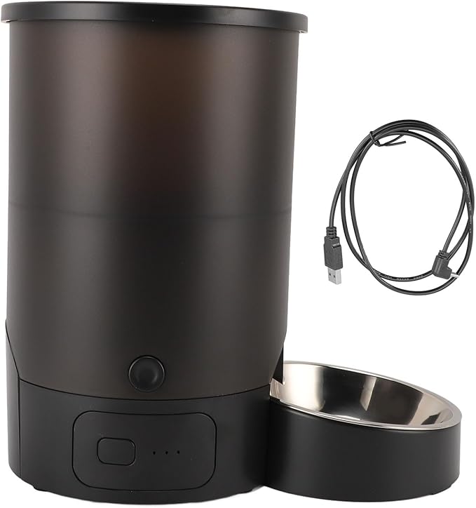 3L Automatic Pet Feeder, Stainless Steel Bowl Feeder for Cats Dogs, Dual Power Supply, Food Container Visible Design Pet Food Dispenser Timed and Portioned Feeding for Cats Dogs