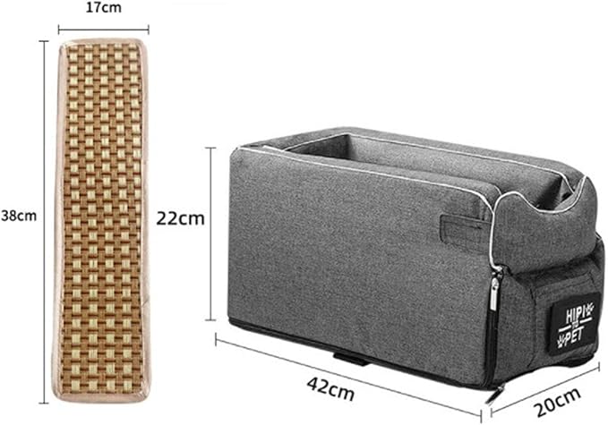 Pet Car Booster Seat Portable Breathable Travel Carrier Stable Puppy Dog Car Seat Summer Cooling Mat (Grey)