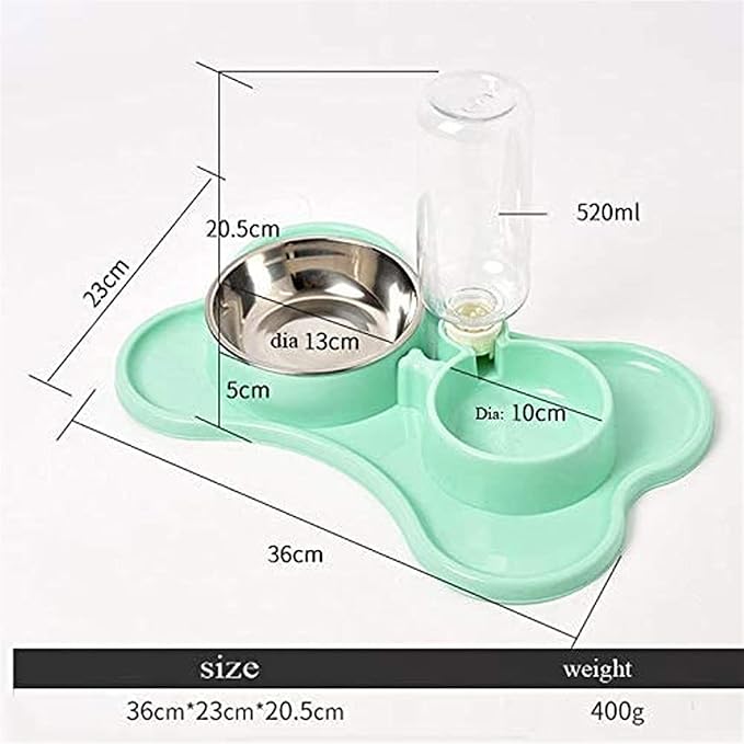 Pets Water and Food Double Bowl Set Dogs Cats Feeder Bowl and Self-Dispensing Gravity Automatic Waterer Dispenser with Bottle for Dogs Cats Pet Supplies