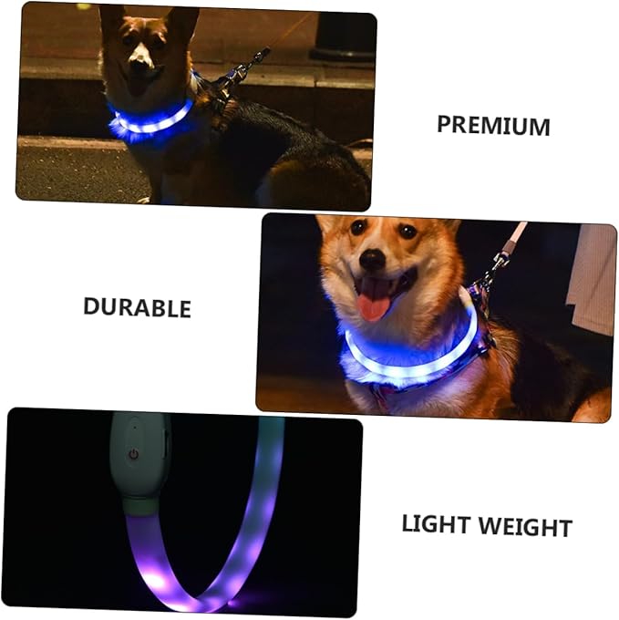 VICASKY 1set USB Rechargeable Night Glowing Led Dog Collar Cuttable Pet Collar for Safety Comfortable Wear for Outdoor Use