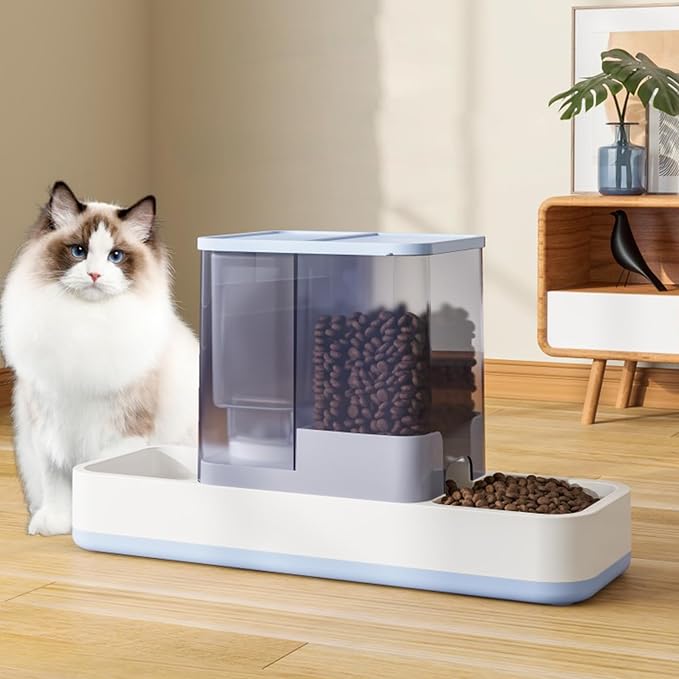 Automatic Refilling Pet Water Bowl and Food Dish Set with Stainless Steel Removable Tray Anti Tip Base for Small Animals Anti Spill Pet Food Bowl with Water Fountains