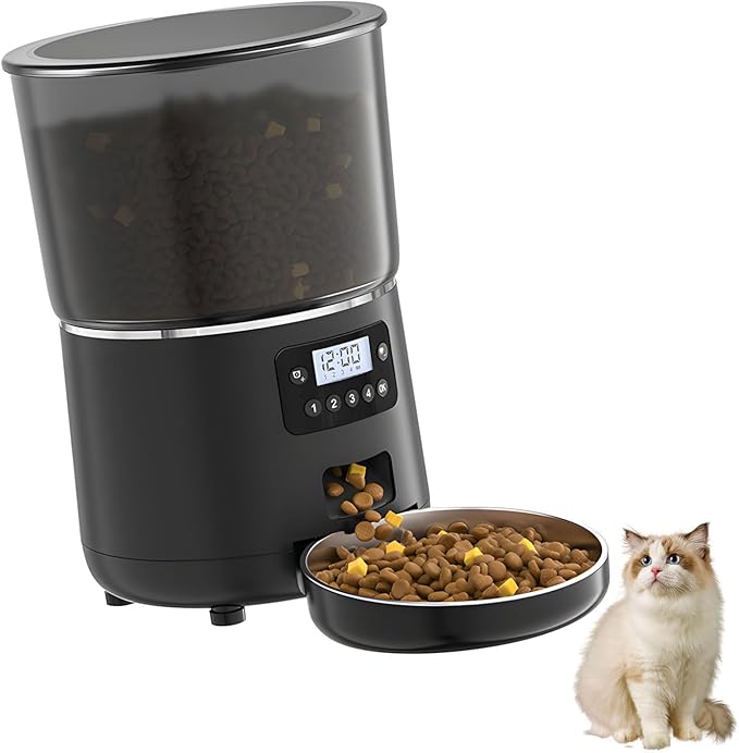 Quiet USB Powered 4L Dog Feeder Button Version Control for Automatic Timed Feeding Large Capacity for Busy Owners USB Feeder