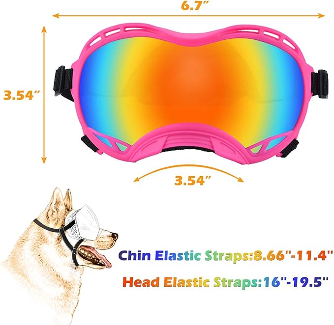 Dog Sunglasses,Doggles Anti-UV Protection,Pet Sunglasses with Adjustable Strap,Suitable for Motorcycle Car Driving Bike Riding Hiking Swimming Wind Dust Fog Dog Eye Protection