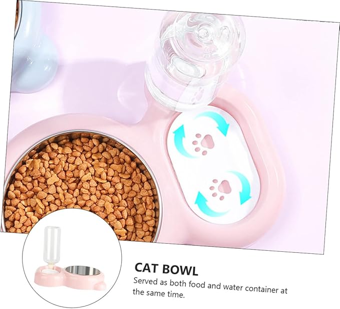 Milisten Dual-use Pet Bowl with Water Dispenser Bear-Shaped Smooth Cat and Dog Feeding Bowl Convenient Feeding for Pets for Food and Water Pink
