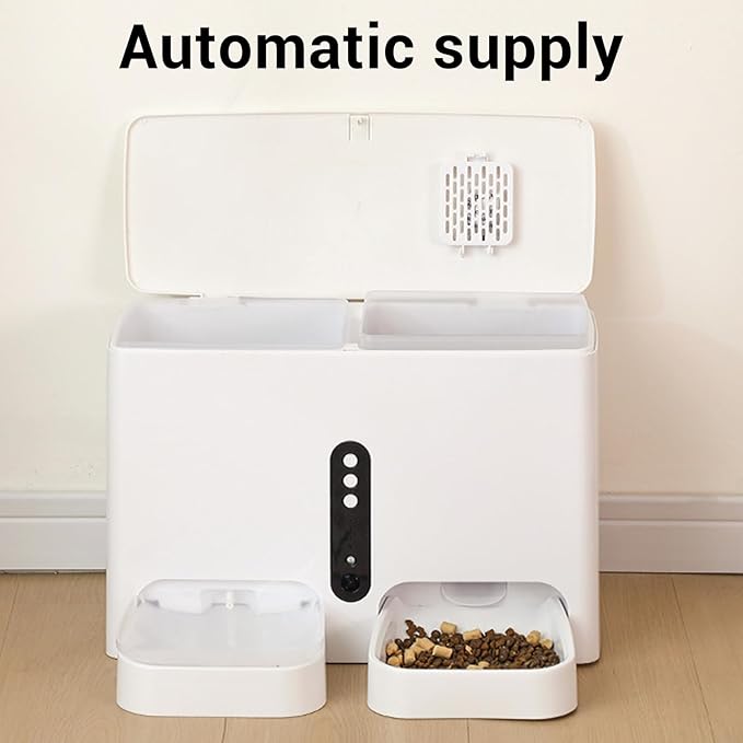 Pet Automatic Feeder with Camera, Large Capacity Self Feeding Dog Feeder Waterer for Small Dogs Puppy Cats Pets