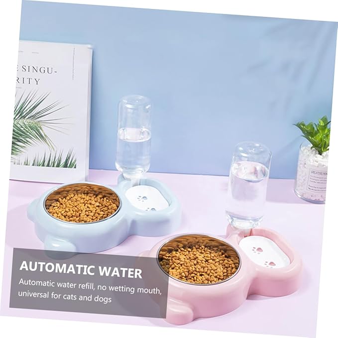 Stainless Steel Double PET Feeding Bowl Waterproof Dog Bowl Automatic Water Feeder for Dogs and Cats 2-in-1 Design