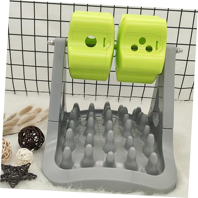POPETPOP Pet Dog Food Feeder with Rotating Design Slow Eating Bowl to Prevent Choking Durable Food-Grade Material for Training and Feeding Dogs Gray Green