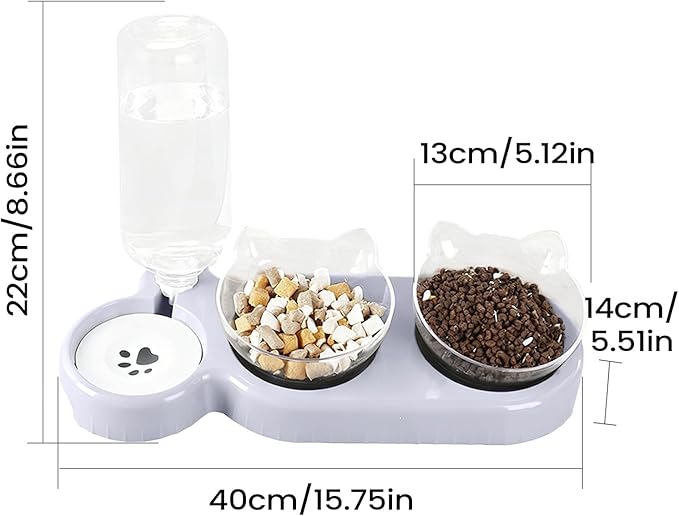 Cat Food Dispenser – Automatic Anti-Tip Feeding Bowl Set, 15 Degree Tilted Dog Feeder for Pets, Practical Feeding Solution for Puppies Kittens Dogs, Easy to Use Stable Design Function, Pet Category To
