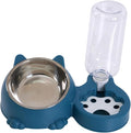 Dog Bowl with Automatic Water Bottle Practical Pets Water and Food Bowl Set for Small Medium Dogs Puppy- Blue