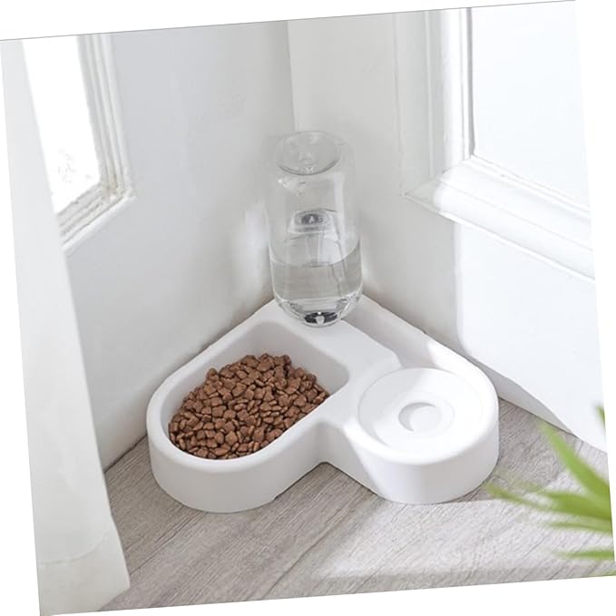 Cat Dog Bowl 2-in-1 Pet Feeder Water Dispenser Heart Shape Non-Slip Ideal for Cats Dogs