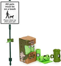 SmartSign All Pets On A Leash Please Clean Up After Your Pet Yard Sign & Clip-On Preloaded Dispenser Combo/Kit with 135 Dog Poop Waste Bags, 10"x12" Rust-proof Aluminum Sign with 3ft Steel Stake