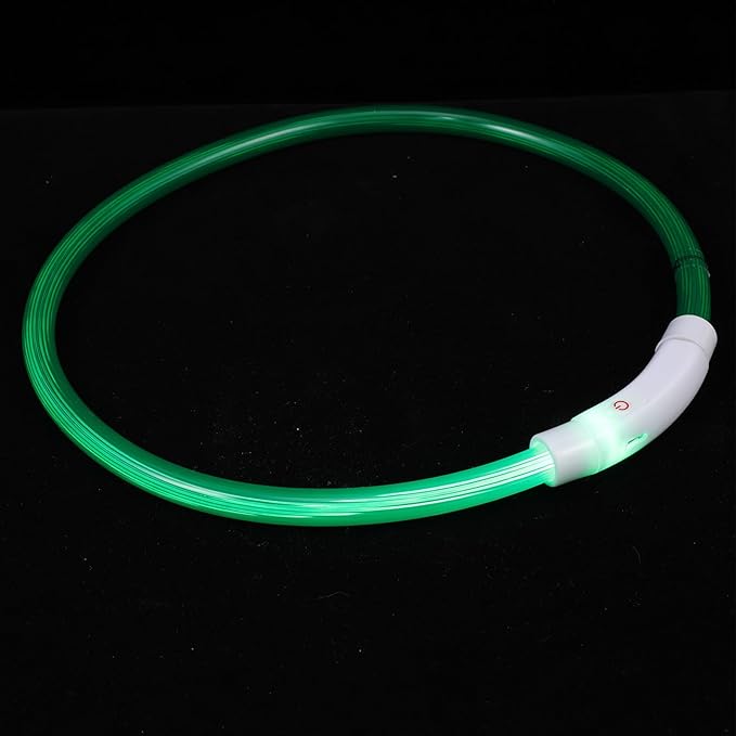 VICASKY USB Rechargeable Glowing Pet Collar 70cm Emerald Optical LED Dog Collar for Night Safety Outdoor Use