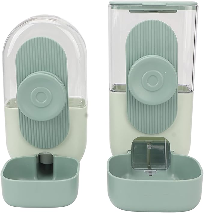Hanging Water Dispensor, Pet Cage Automatic Food Water Feeder Rabbit Gravity Feeding Waterer Set, Puppy Bunny Cage Food Bowl for Dog Cat Hedgehog Guinea