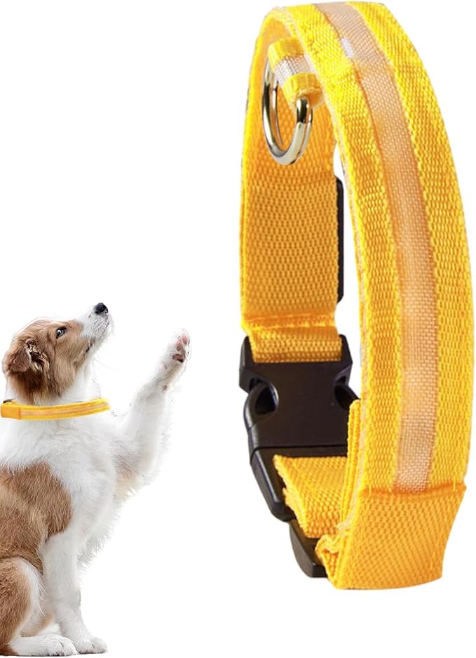Pet Collar, Dog Training Collar with Night Visibility, 3 Flashing Modes, Rainproof Rechargeable Pet Collar, 500mah Battery, Adjustable Dog Light Collar, Waterproof Dog Collar for Large Dogs