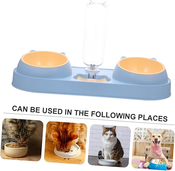Automatic Cat Dog Feeder Double-Bowl Pet Feeder Cat Food Dispenser Water Container