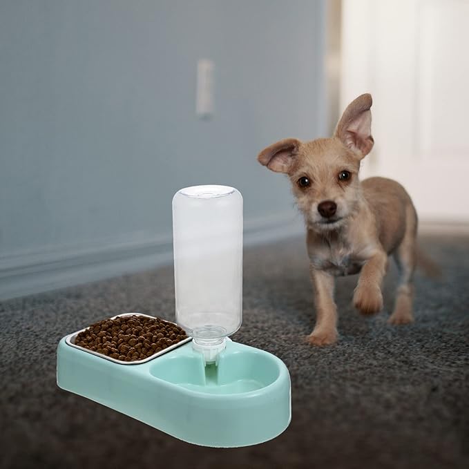 DECHOUS Hanging Automatic Water Dispenser for Dogs and Cats Dual Bowl PET Water Feeder Food-Grade Materials Non-Slip Design for Indoor and Outdoor Use