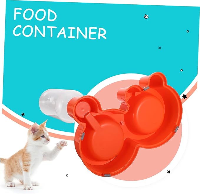 TOYANDONA Tip Automatic Cat Water Dispenser and Food Bowl Set Dual Bowl PET Feeder Spill-Proof Design Plastic for Cats and Dogs