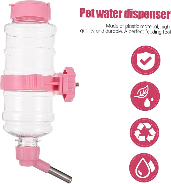 1Pc Hanging Pet Water Dispenser Automatic Feeder for Cats and Dogs Leak Design Easy to Install Water Bottle for Rabbits and Animals Smooth Surface